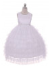 A-line Tulle Ankle Length Ruffle Flower Girl Dress With Beaded Sash